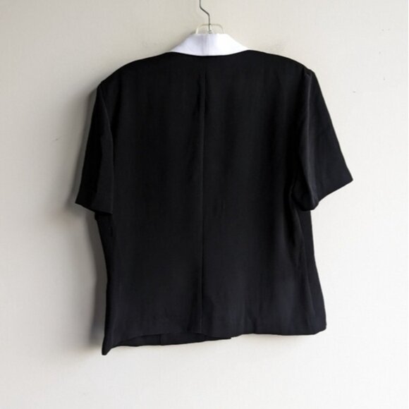 Vintage Algo short sleeve blazer blouse with white collar - Picture 3 of 4